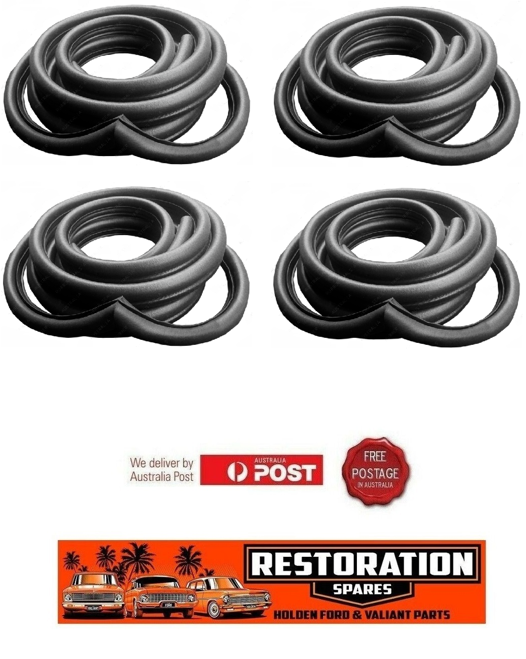 RAMBLER HORNET SEDAN FRONT & REAR DOOR SEALS WITH MITRED CORNERS AND DOOR PLUGS