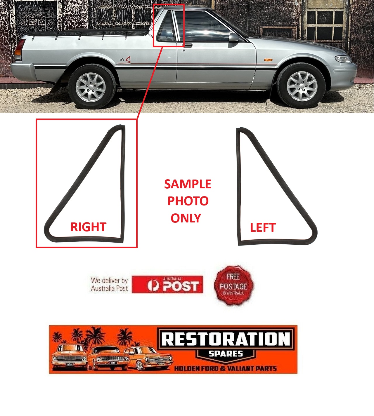 FORD FALCON UTE XG XH only FIXED REAR QUARTER GLASS SEAL LEFT & RIGHT HAND SIDE