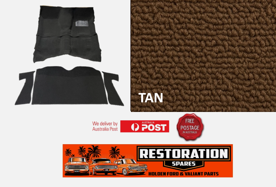HOLDEN HQ HJ HX HZ WB UTE & 1 TON MOULDED TAN brown LOOP CARPET KIT F&R CABWALL