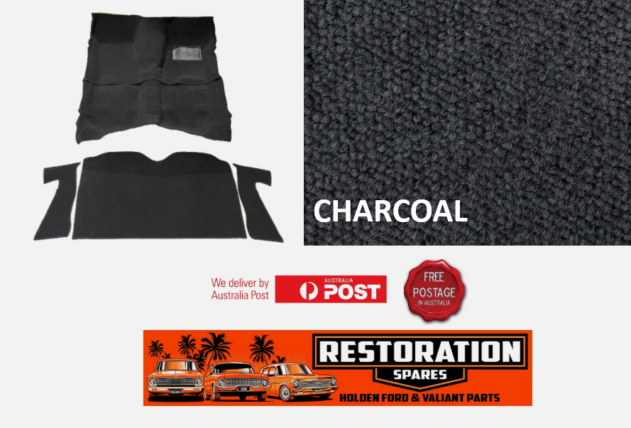 HOLDEN HQ HJ HX HZ WB UTE & 1 TON MOULDED CHARCOAL LOOP CARPET KIT F&R + CABWALL